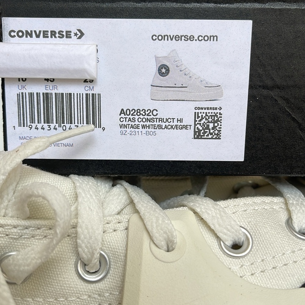 Converse Mens CTAS A02832C
CTAS CONSTRUCT HI VINTAGE WHITE/BLACK/EGRET
PLATFORMS - Picture 16 of 16